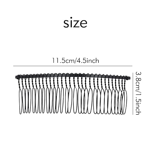 Miniatura 5 de Lawie Paquete de 20 peines de pelo grandes y anchos de metal negro con base de alambre torcido para el cabello, clips de peine para boda, velo de