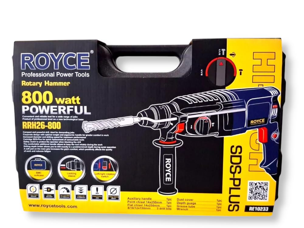 MARTELLO ROTATIVO DEMOLITORE PERCUSSIONE TASSELLATORE 800 WATT SDS PLUS FORO RRH26 1300r/min