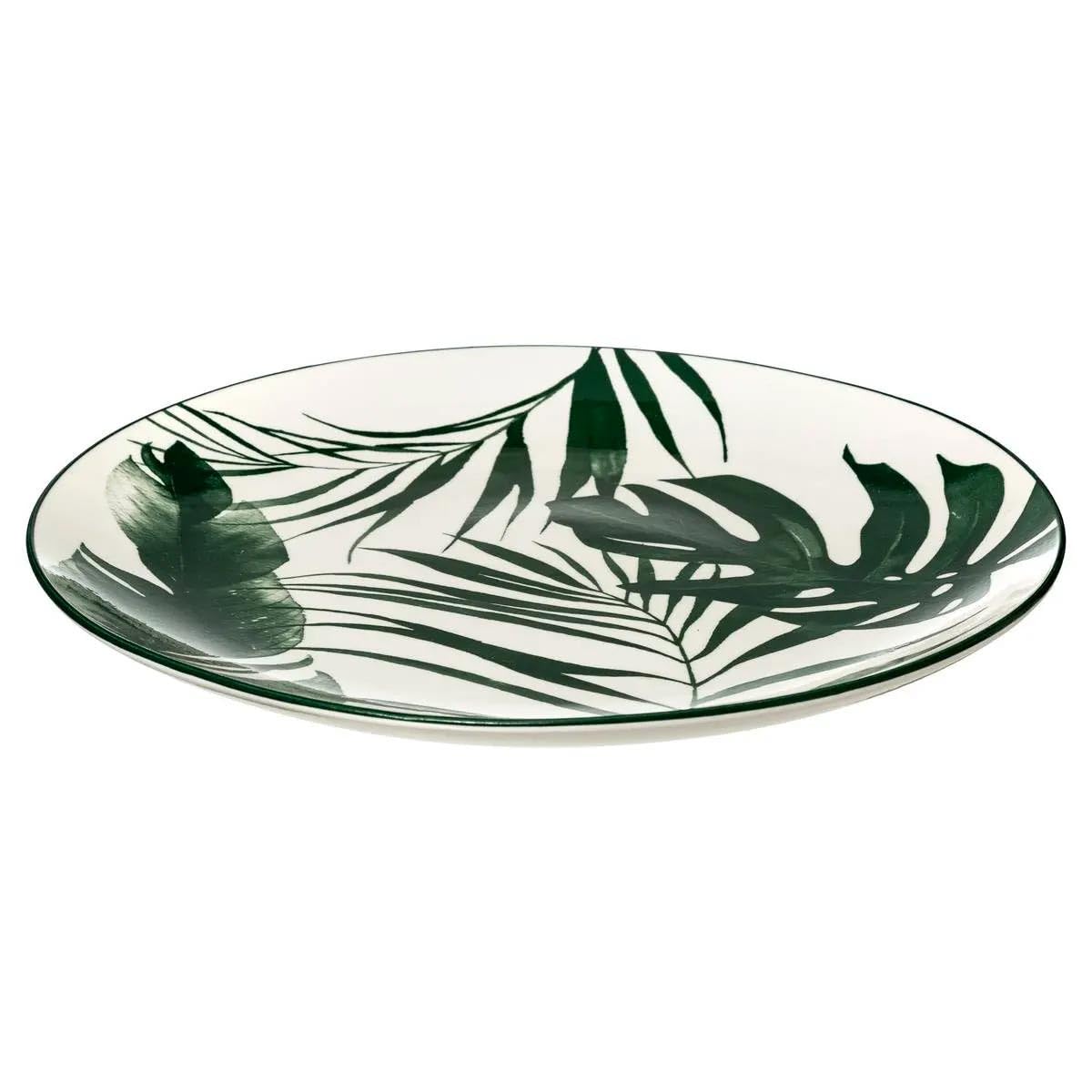 Set Di 6 Piatti Fondi Palme 20 Cm Verde – Secret De Gourmet – Design Elegante Con Motivo A Palma, Lavabili, Adatti Per Zuppe, Pasta E Insalatone (Peso 0,45 Kg Cad.)