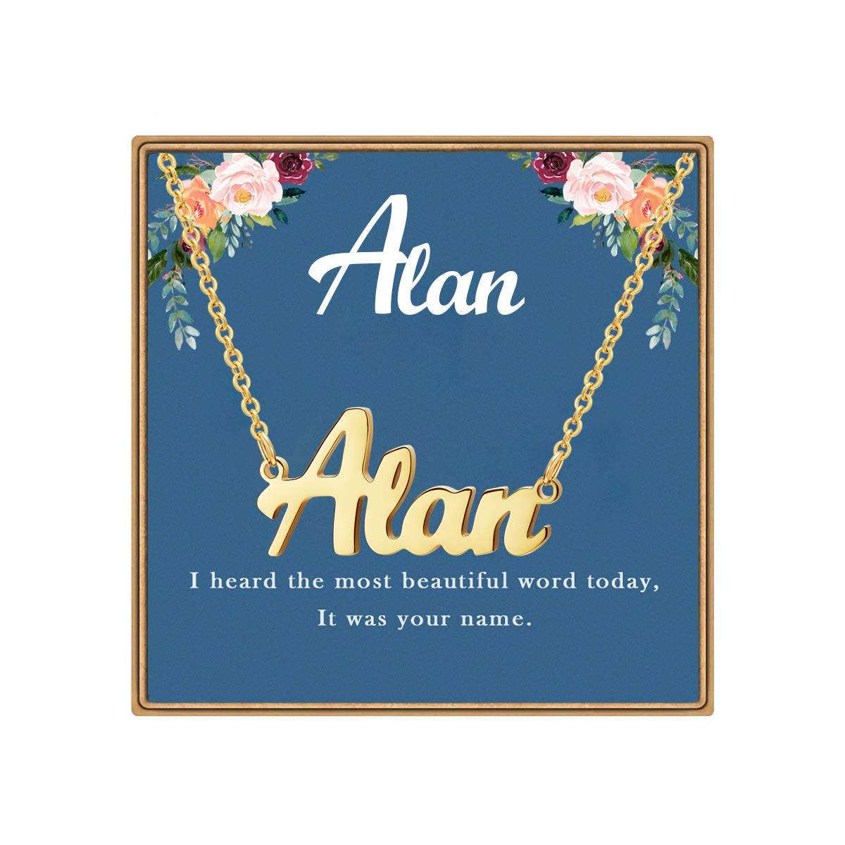 LdurianMother's Day Gifts Custom Name Necklace, Personalized Name Plate Pendant Necklace Pre Gifts, Charm Pre-made Jewelry for Mom Mama Birthday Anniversary