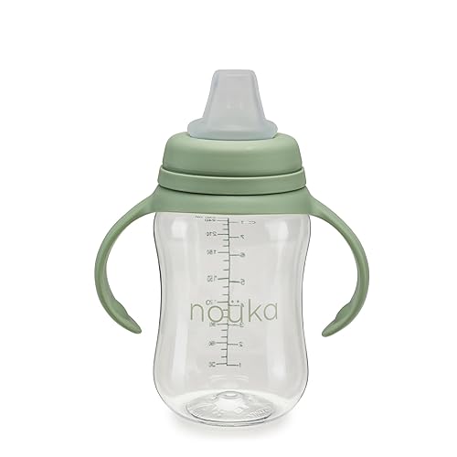 nouka Soft Spout Tritan Sippy Cup | Leak Proof and Easy Grip | Removable Handles | Moss - Moss - 8OZ