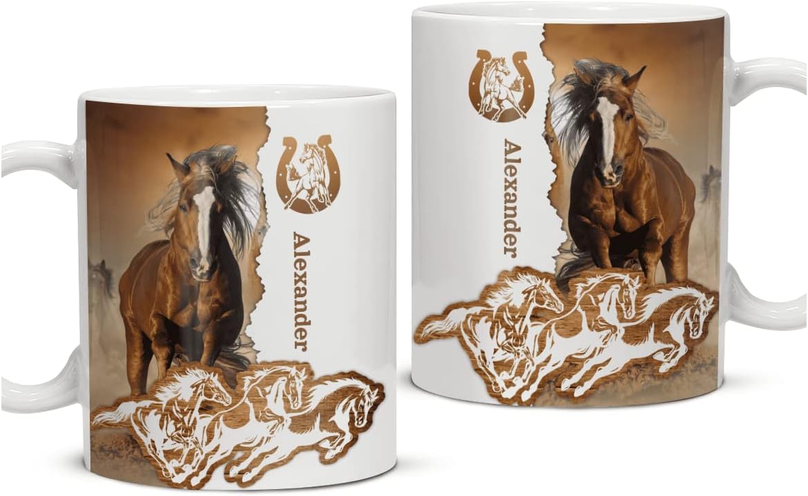 winorax Horse Coffee Mug Cup Personalized Horse Gifts For Men Women Horses 11oz 15oz Ceramic Mugs Cup Full Printed Birthday Christmas Fathers Day Equestrian Gift