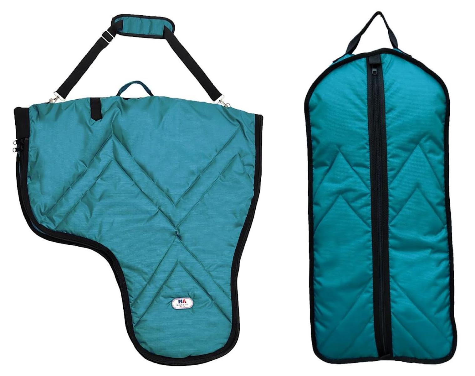Majestic Ally Bolsa de transporte acolchada de nailon con diseño de caballo, juego de bolsa de brida, varios colores (verde azulado)