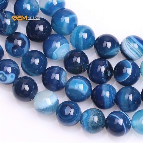 Miniatura 303 de GEM-Inside - Cuentas sueltas de piedra de lava negra natural de 0.315 in para hacer joyas, 15 pulgadas Cordierita de grado A