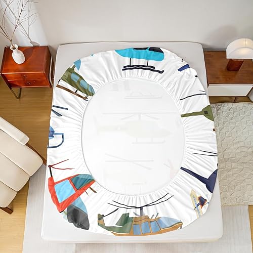 Miniatura 8 de Feelyou Juego de ropa de cama de sandía con estampado de frutas tropicales para niños, niñas y mujeres, sábana bajera ajustable transpirable a rayas