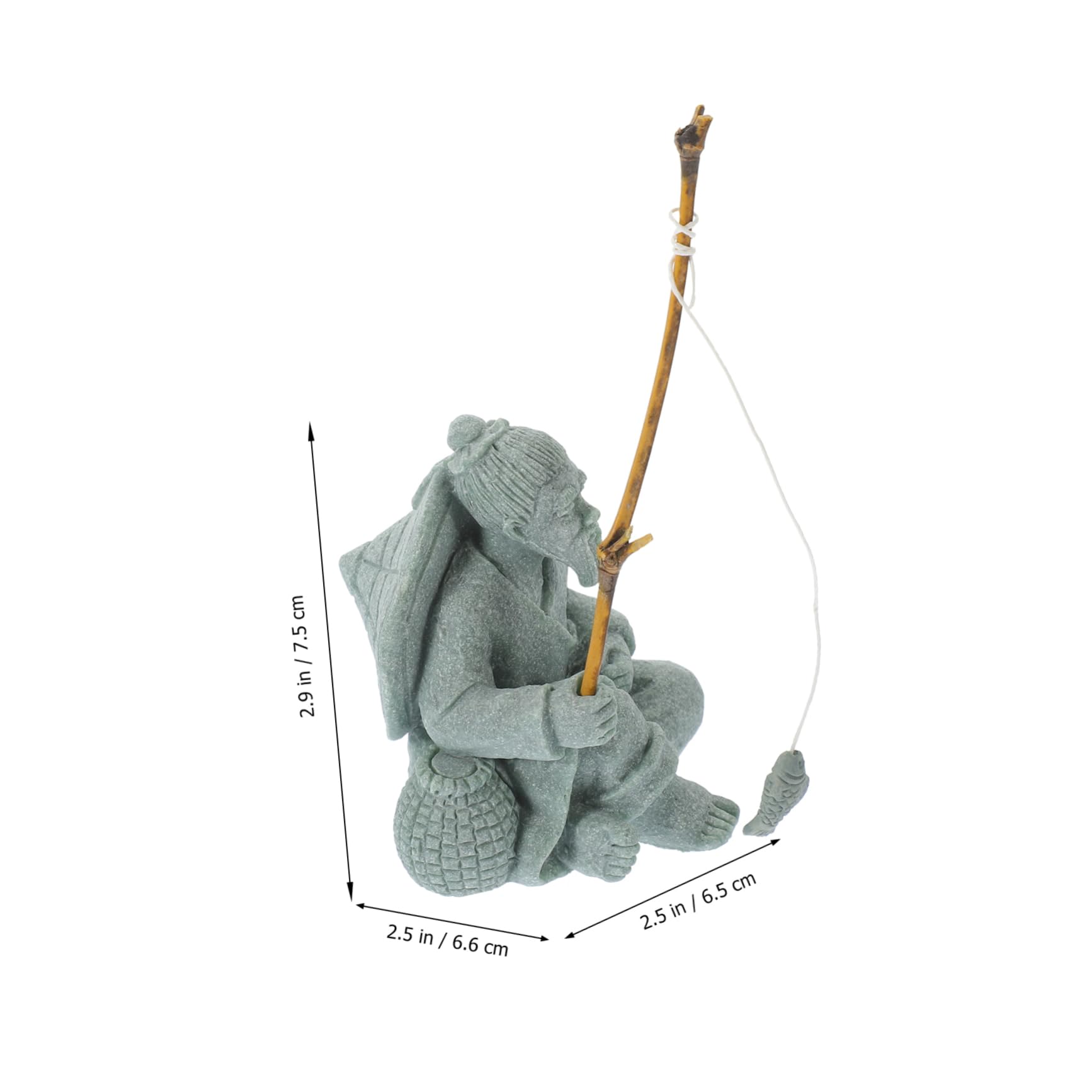 ULTECHNOVO 5 Pièces Mini Statue De Pêcheur Petit Décoratif Décoration D'aquarium Décorations Décor D'aquarium Sculpture Décor De Micro Paysage Figurine D'aquarium Grès Vert