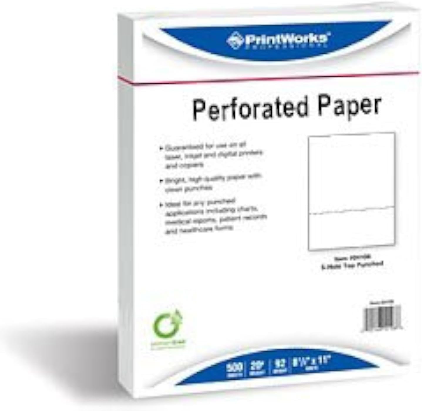 500 Sheets, Legal Size (8.5" x 14") Paris 04173, Legal Size 24# White Bond with 3-1/2" Perforation