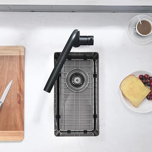 Vista 87 de Fregadero de barra de 21 pulgadas Undermount-VASOYO - Fregadero de cocina de montaje inferior de 21 x 17 pulgadas, estación de trabajo, barra