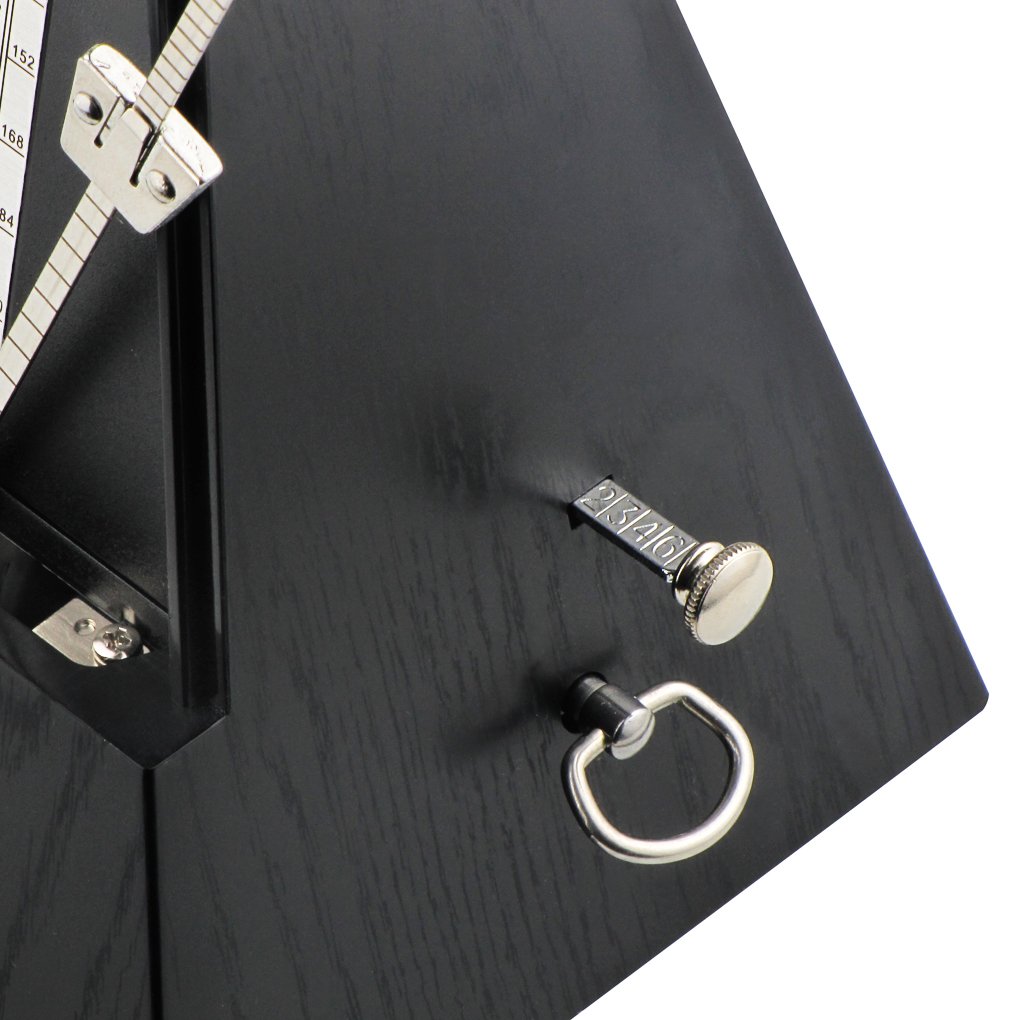 FLEOR Metrónomo mecánico negro estilo piramidal, ideal para usar con teclados de piano, guitarra, violín, tambor de instrumentos musicales