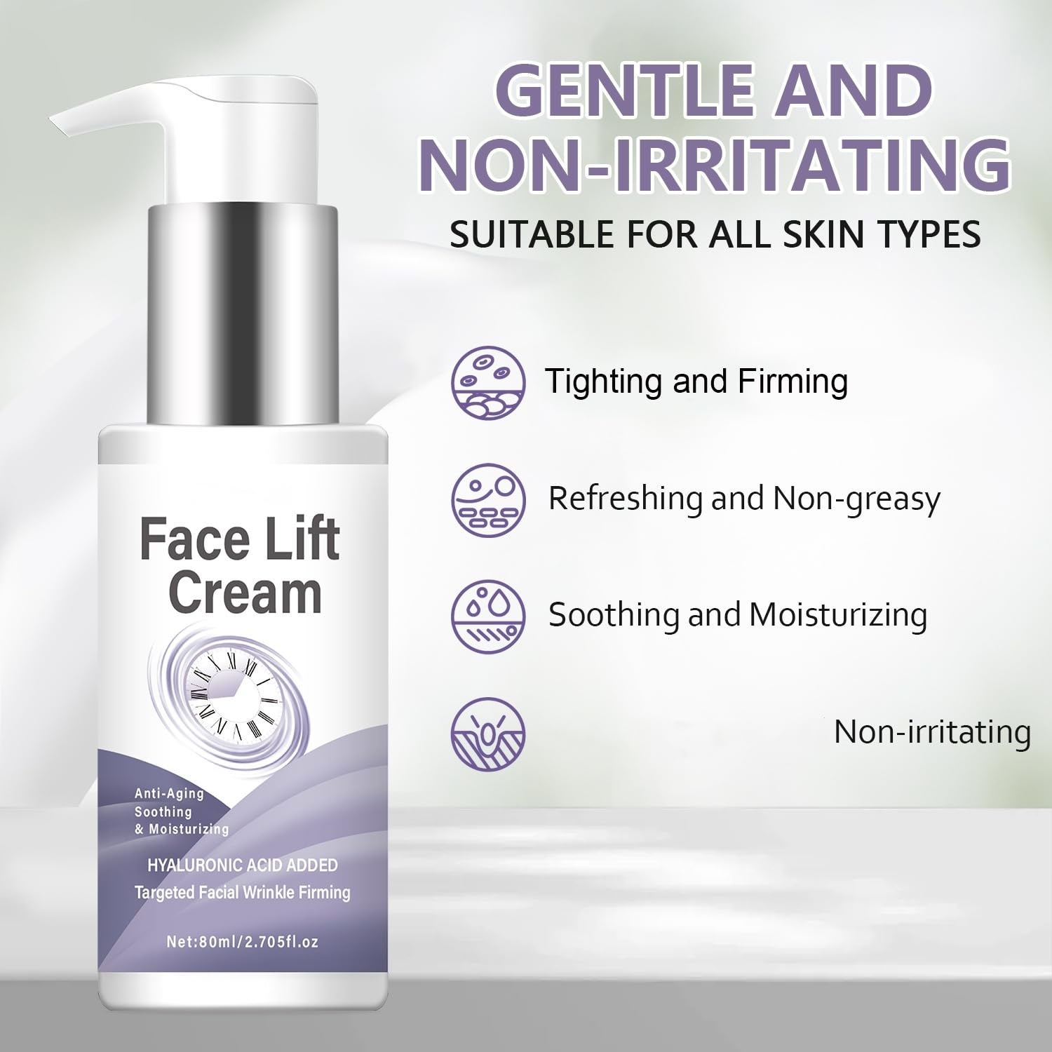 Tightening Lifting Wrinkles Fine Lines Face Cream, Gesichtscreme zur Straffung glatter Haut, Instant Face Lift Cream zur Hautstraffung, Collagen Hyaluronsäure Facial Moisturizer für trockene (5pcs)