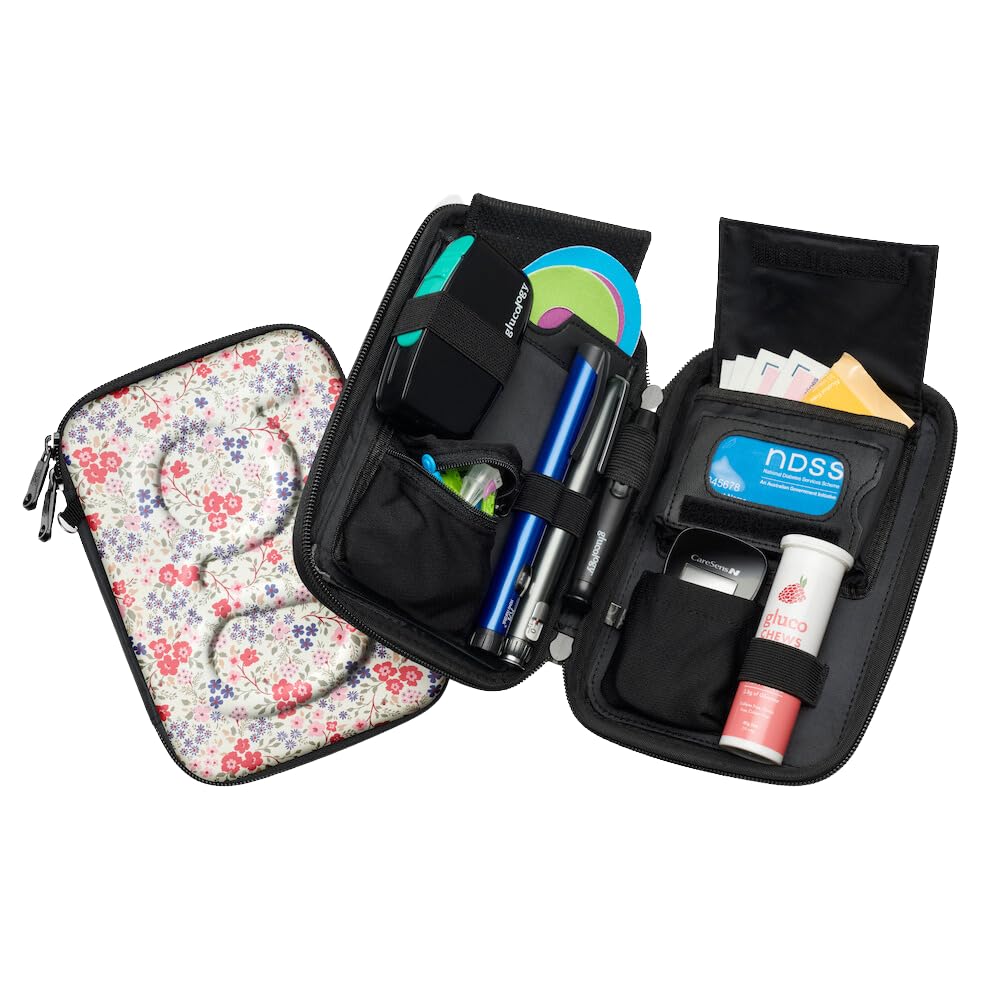 Glucology Diabetic Travel Case - Organizer for Blood Sugar Test Strips, Medication, Glucose Meter, Pills, Tablets, Pens, Insulin Syringes, Needles,