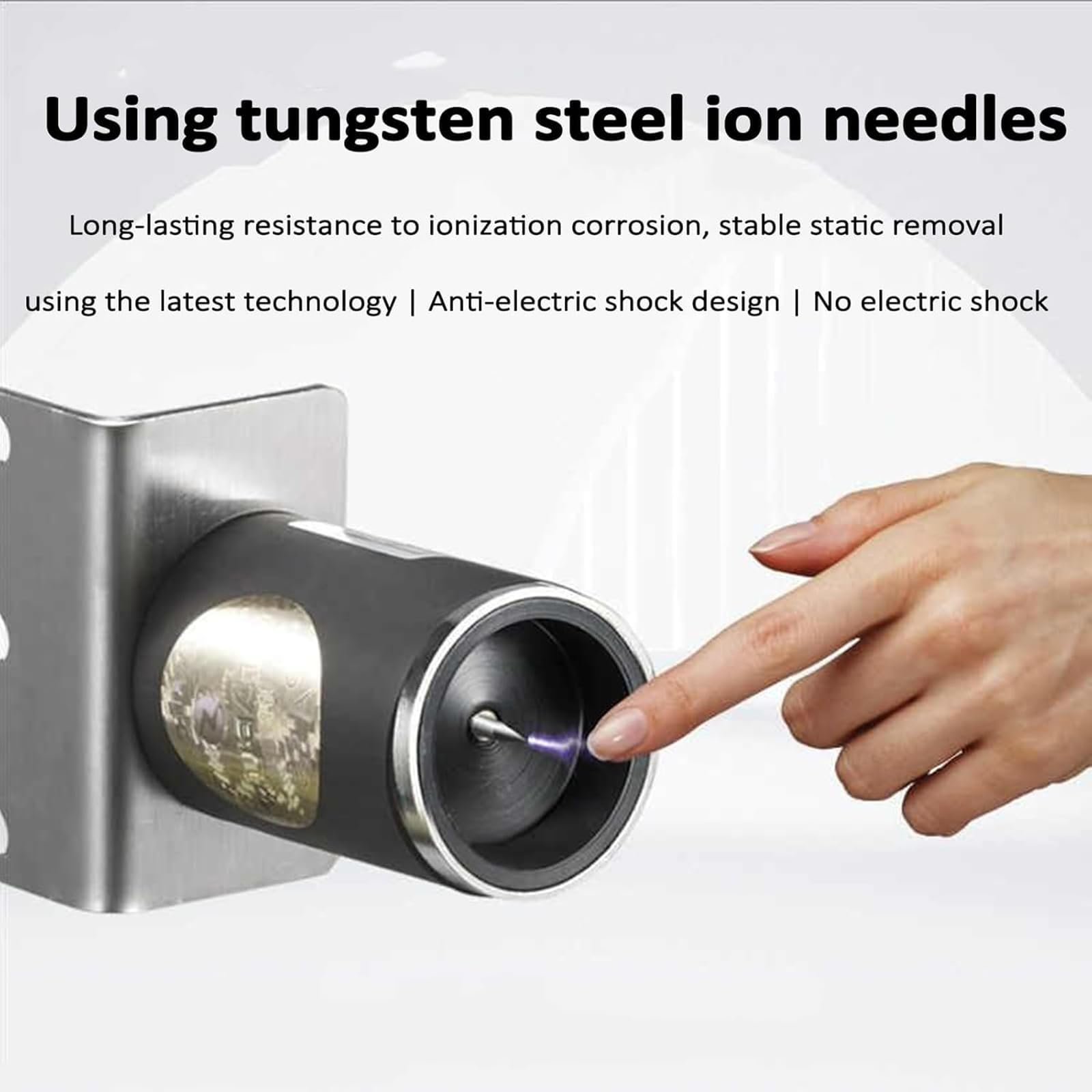 Pistola de aire ionizante, herramienta antiestática con interfaz de alto voltaje, aguja de acero de tungsteno, presión de 20-75 psi, velocidad del viento de 35 m/s, fuente de aire de 8 mm para