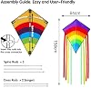 Rainbow Eddy Diamond Kite for Kids & Adults, Easy to Fly, Outdoor Beach Toys & Games for Beginners