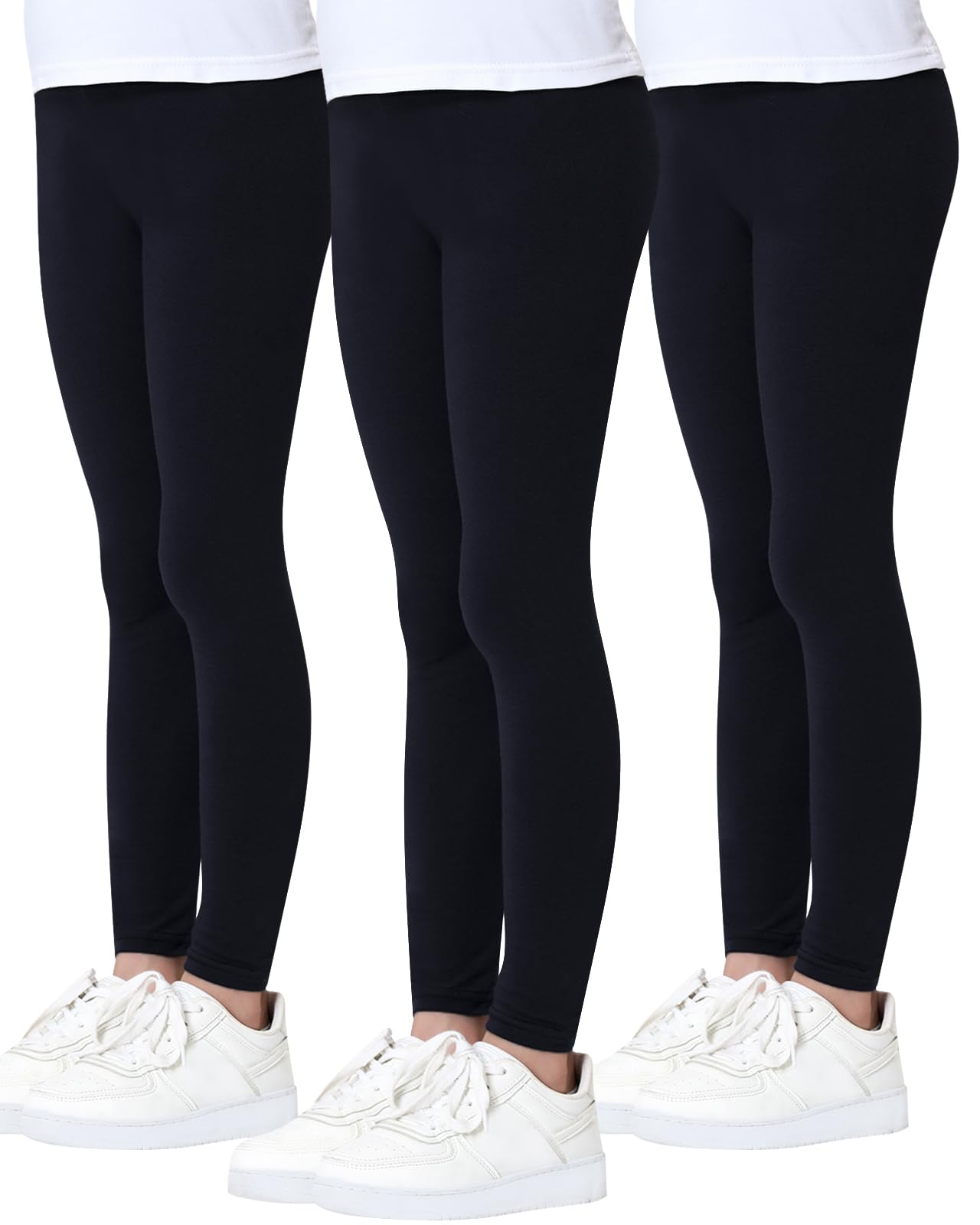 Charmi Mädchen Leggings Sport Baumwoll Hosen 3er-Pack Schwarz 146 (Herstellergröße 150)
