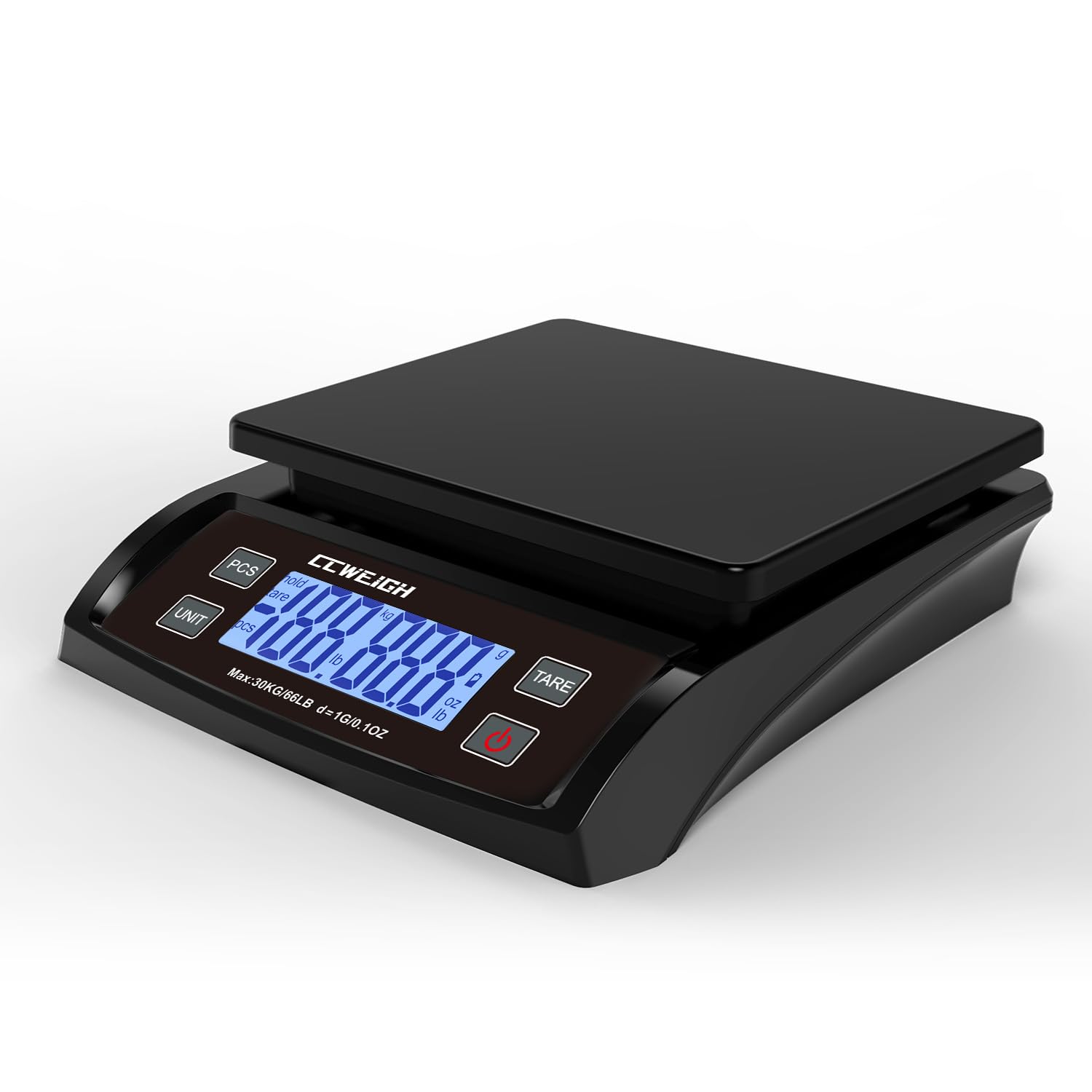 Digital Postal Scale Black, 30kg/0.1oz 66lb High Precision Shipping Scale with PCS/Tare Function, Multifunctional Kitchen Scale for Packages, Food, Hardware, Medicine, Easy Unit Conversion