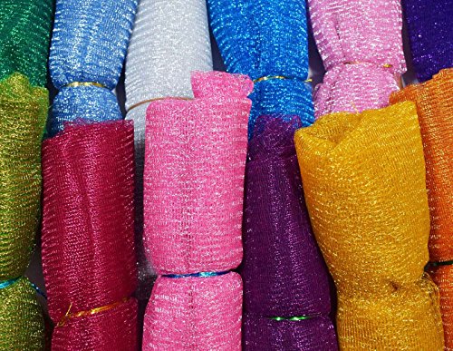 Image of Asian Hobby Crafts Flower Mesh Net Fabric for Bouquets, Trousseau Packing, Gift Wrapping, Party Decor, Sweet Box & Gift Decoration - 7 Meters (Red)