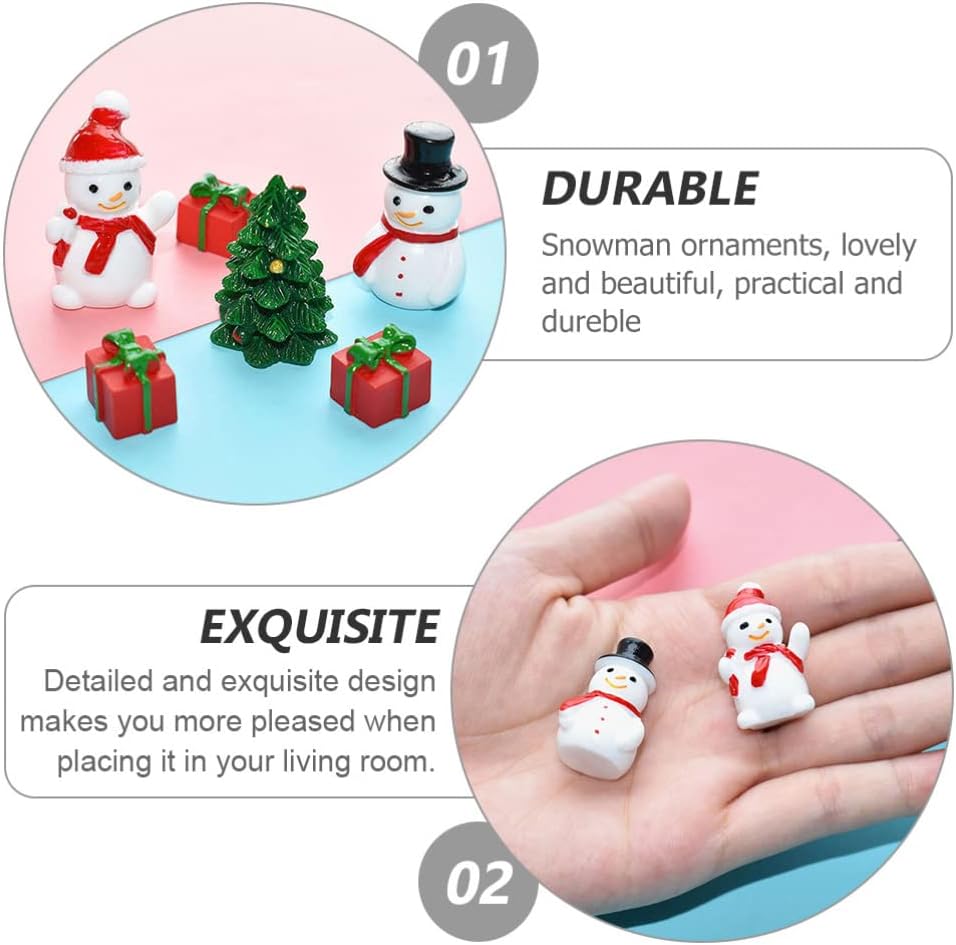 Angoily 90pcs Lovely Miniature Snowman Charms Cute Snowman Figurines for Christmas Decor for Desktop Bonsai for Holiday Gifting Festive Decoration