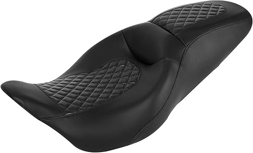 C.C. RIDER Asiento del pasajero trasero del conductor para Harley Touring Road King Street Glide Electra Glide Road Glide 2009-UP negro