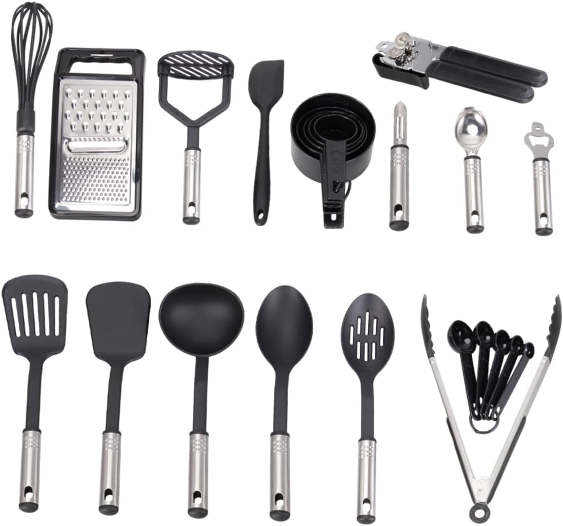 PRETYZOOM 24pcs Stainless Steel Kitchen Utensils for Non-stick Cookware Cooking Tools for Home Cooking Nonstick Utensils for Baking