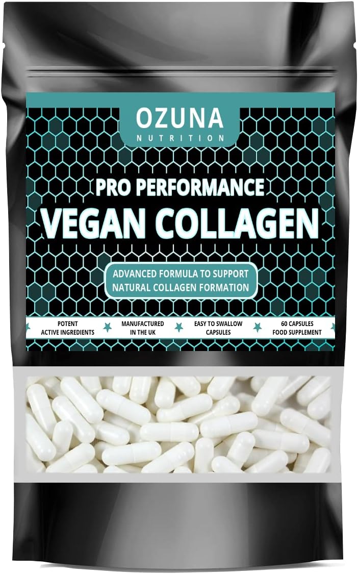 Vegan Collagen Booster – 30 Day Supply – Plant-Based Vegetarian Collagen Builder Supplement – Keratin & Elastin Support for Skin, Hair, Nails & Joints – Vegetarian Capsules