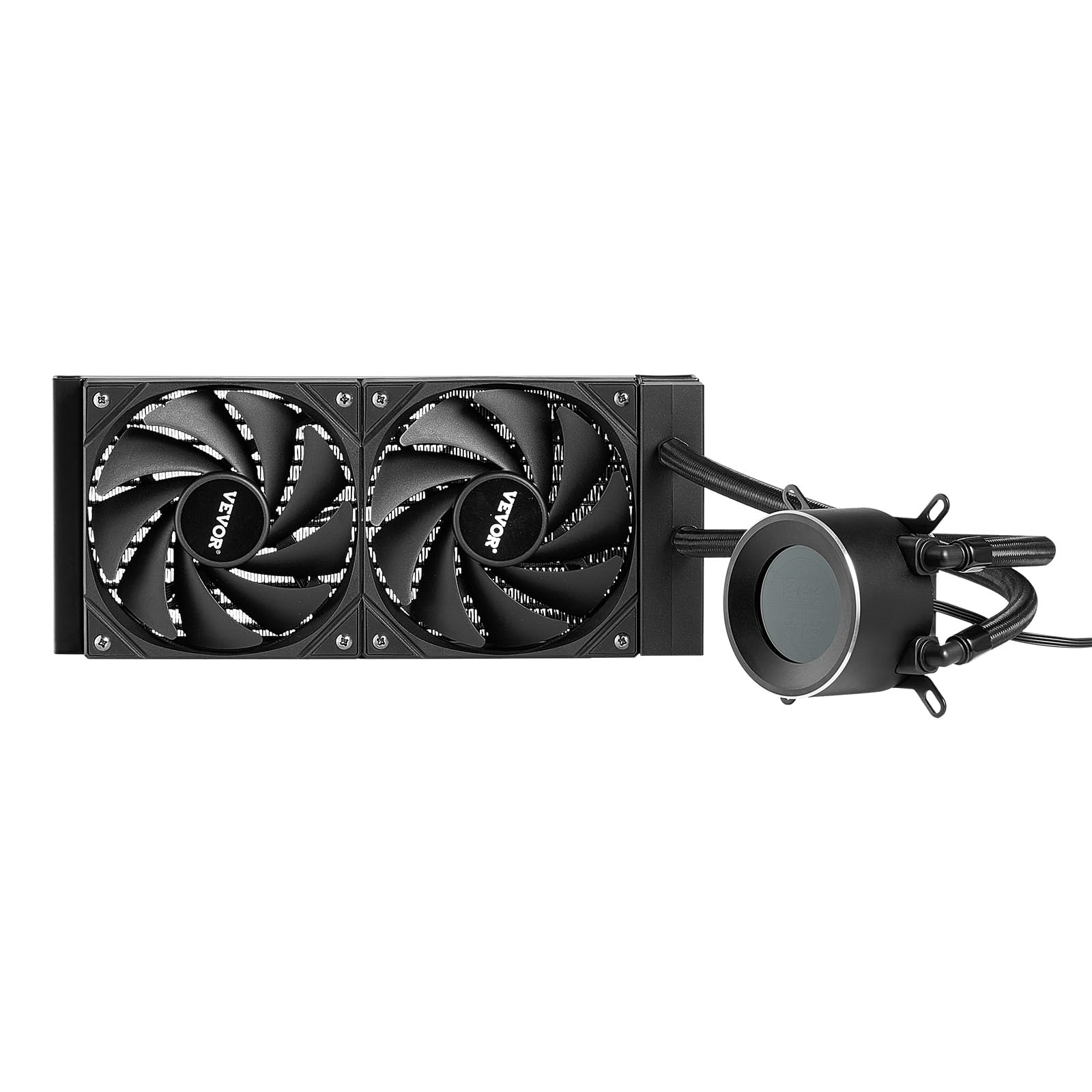 VEVOR Flüssigkeitskühler, AIO-CPU-Wasserkühler, 120-mm-PWN-Lüfter, 4,6 cm Display, max. 2200 U/min CPU-Kühlerlüfter, PC-Wasserkühlung für Intel 115X/1366/2011/1700/1200, AMD AM4/AM5