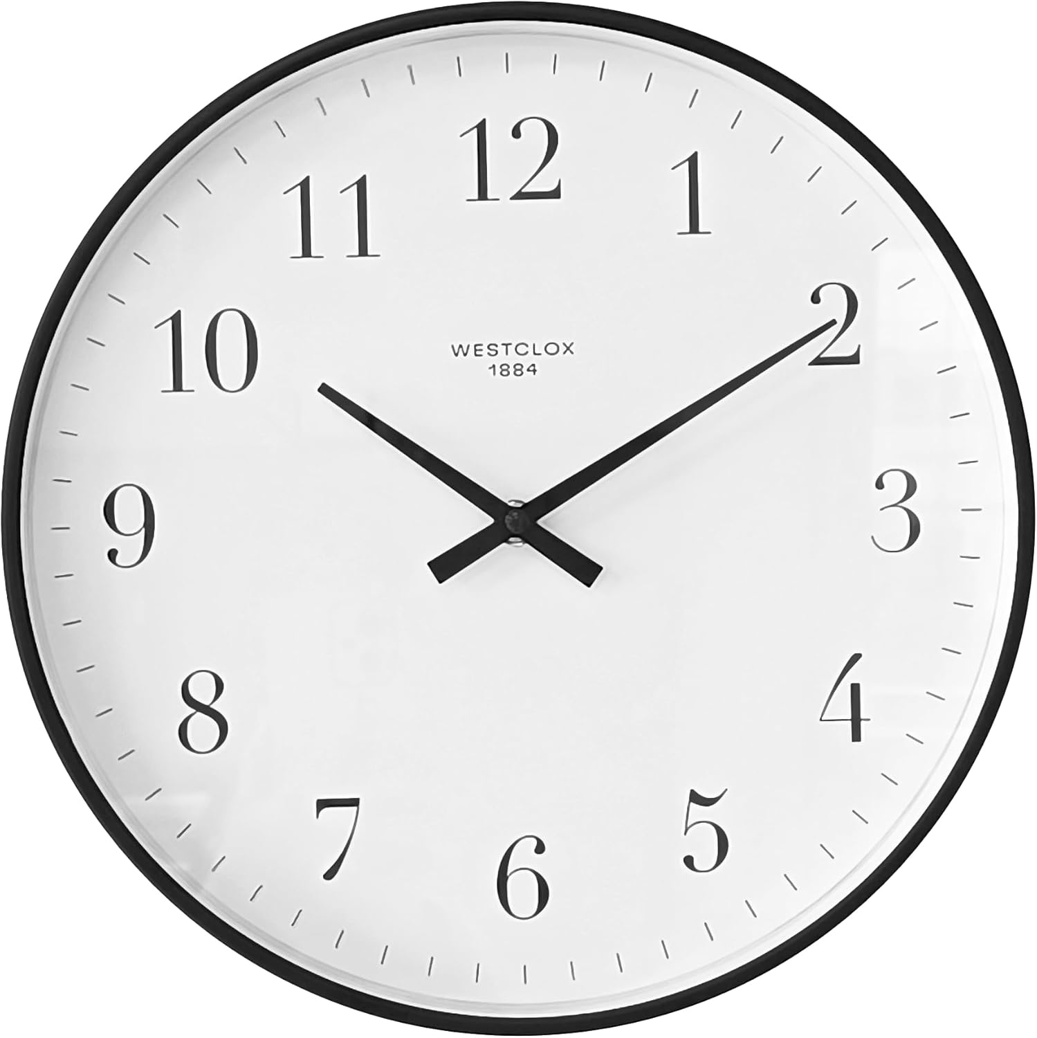 Westclox 12 Inch Wall Clock with Large Easy to Read Dial, Quartz Accuracy, Glass Lens, Metal Hands and Durable Plastic Frame, Battery Operated Analog Clock for Home Office Classroom (Black)