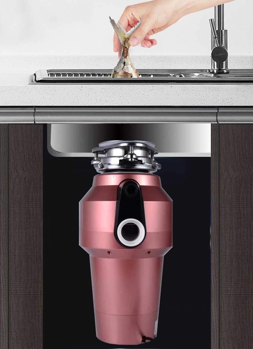 Durable Élimination des ordures ménagères Broyeur de déchets Facile à Installer, Protection Anti-surchauffe et Anti-Surcharge Cuisine, Pink