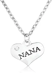 Colar Nana para avó, presente de neta, neto, vovó, babá, pingente de coração, presente de dia das mães para avó