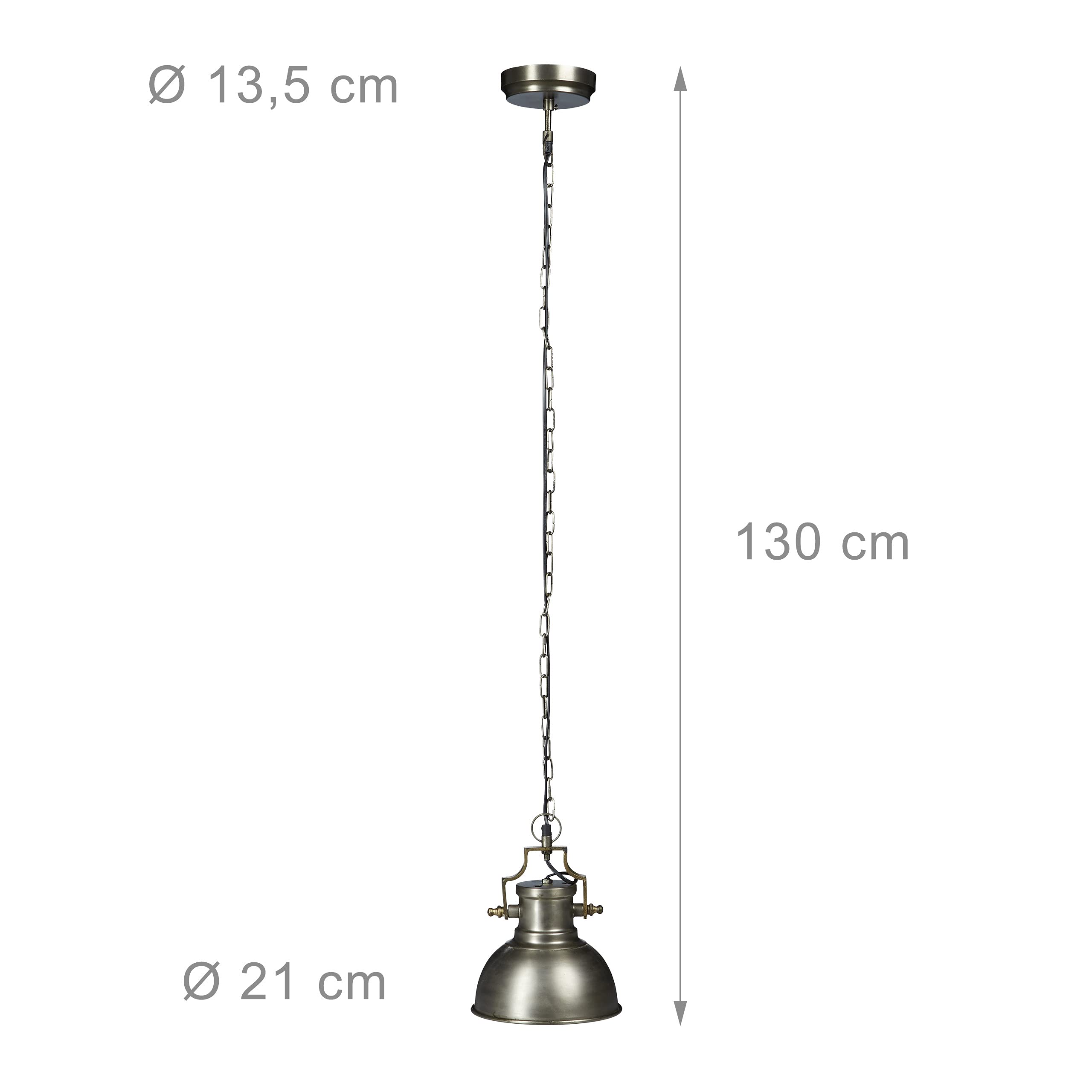 130 x 21 x 21 cm lampa wisząca z abażurem w kształcie dzwonka w stylu industrialnym Lampa wisząca wykonana z metalu Lampa wisząca E27 do 40 W, antracyt
