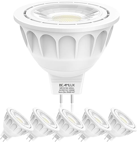 BEAMLUX Bombillas LED MR16, base de dos pines Gu5.3, no regulable, reemplazo halógeno de 50 W, blanco natural 4000 K, foco para luces de pista,