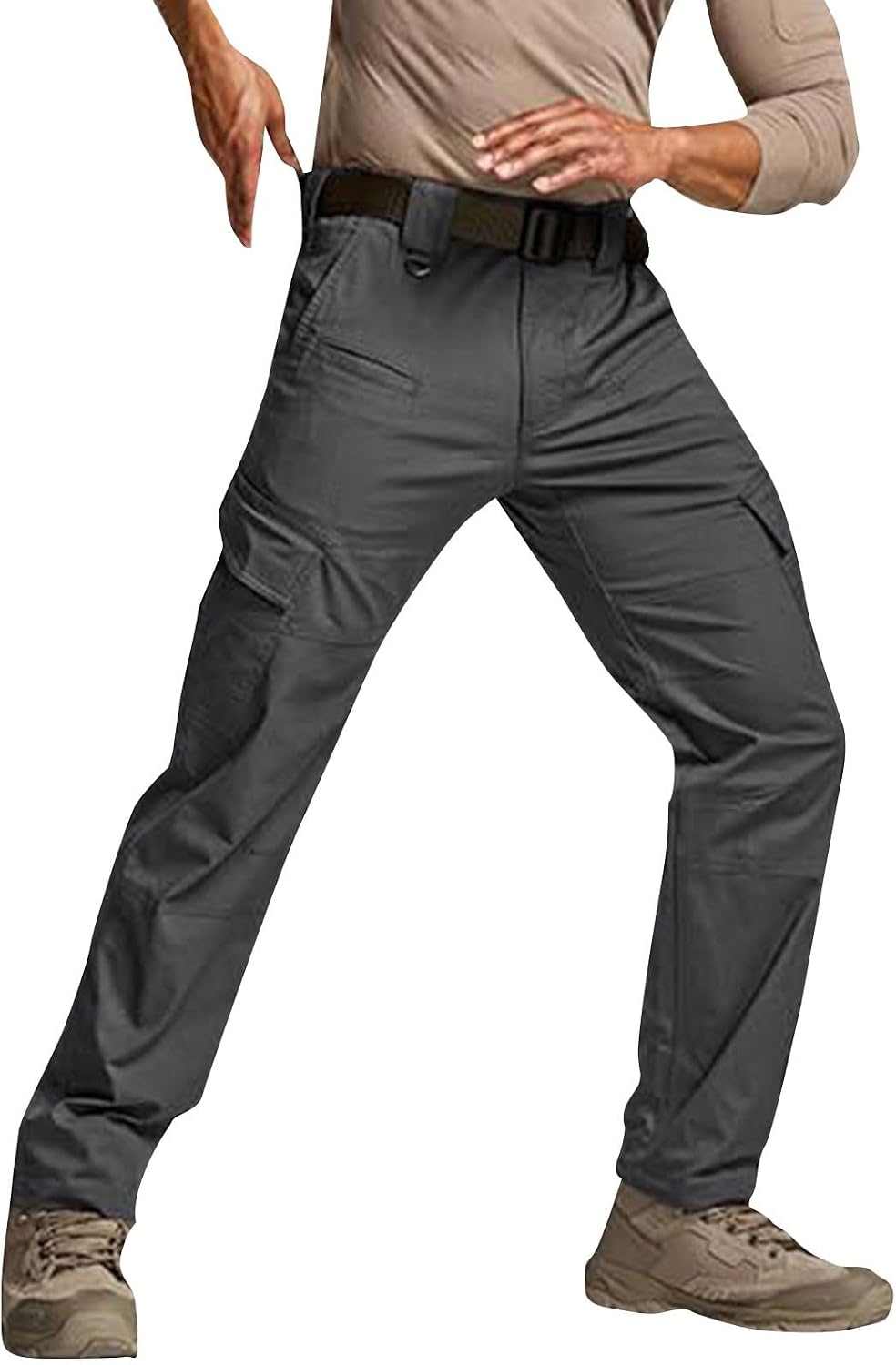 Men's Work Cargo Pants Casual High Waisted Multi Pocket Tactical Sweatpants Stretch Outdoor Hiking Ripstop Trousers