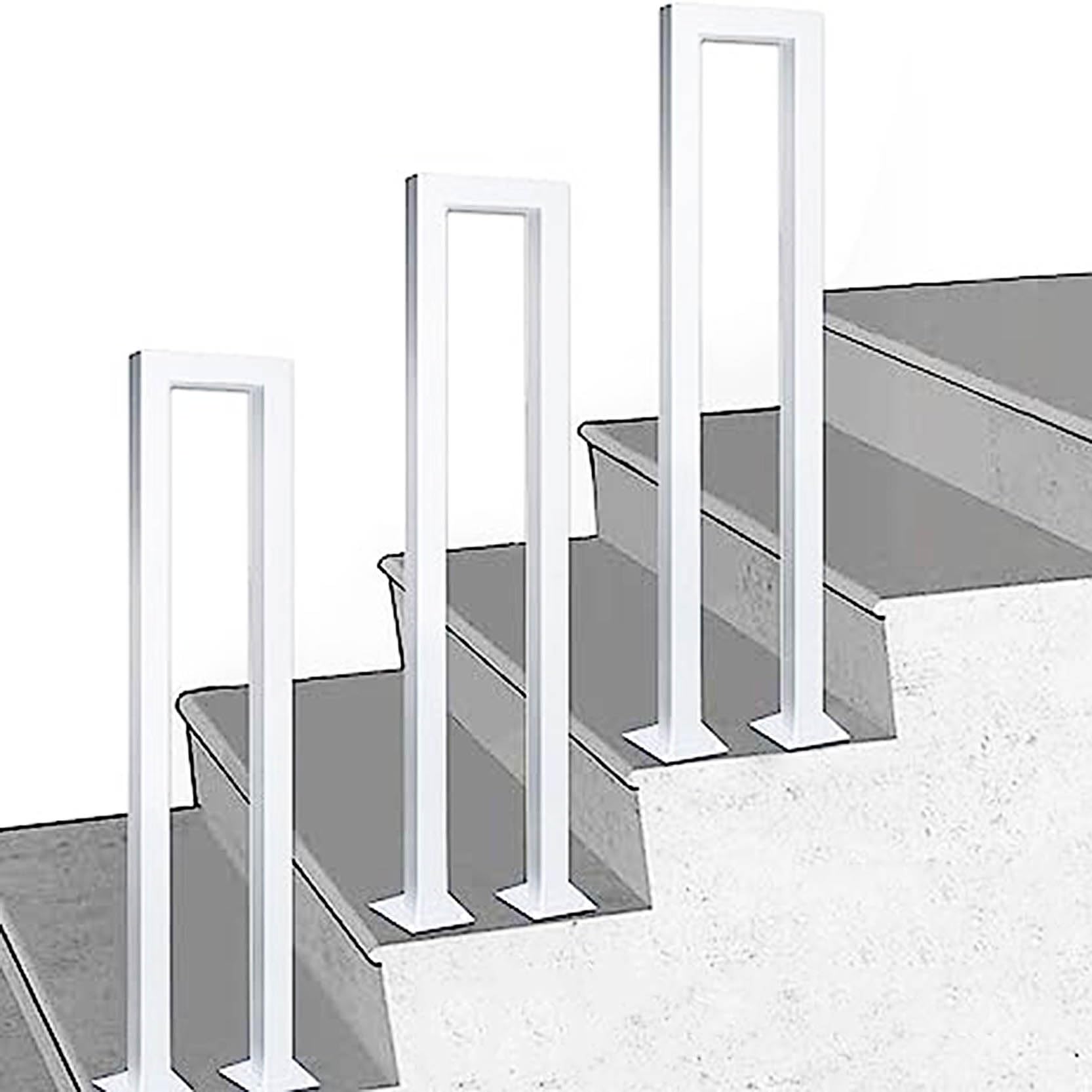 GLDYTVF Stairs Handrail - Modern Decoration U/M-Shaped Hand Rail, Black Wrought Iron Transitional Railing，Safety Fence Support Rod for Outdoor Indoor，1 Pcs(Size:3.2ft (95cm),Color:White U)