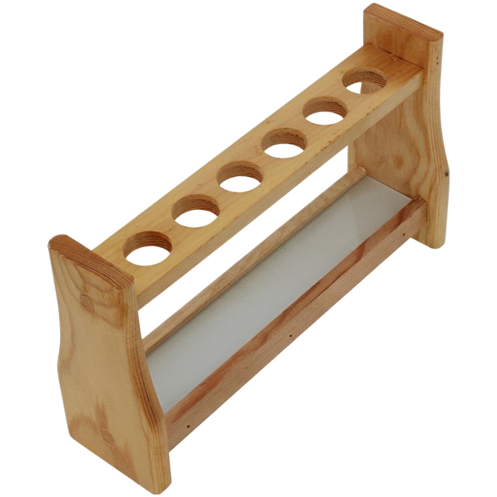 Reagenzglasständer aus Holz, 6-Loch-Laborständer für 25-ml-Röhrchen, aus robustem Kiefernholz, offenes Schlitzdesign, stabile Halterung für Test Tubes im Labor