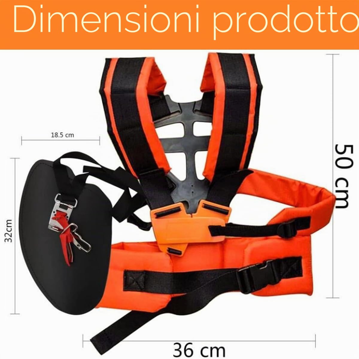 FGen - Tosaerba con imbracatura a doppia spalla, tracolla regolabile per tosaerba, cinghia professionale per decespugliatore, tosaerba con imbracatura a doppia spalla per decespugliatore o