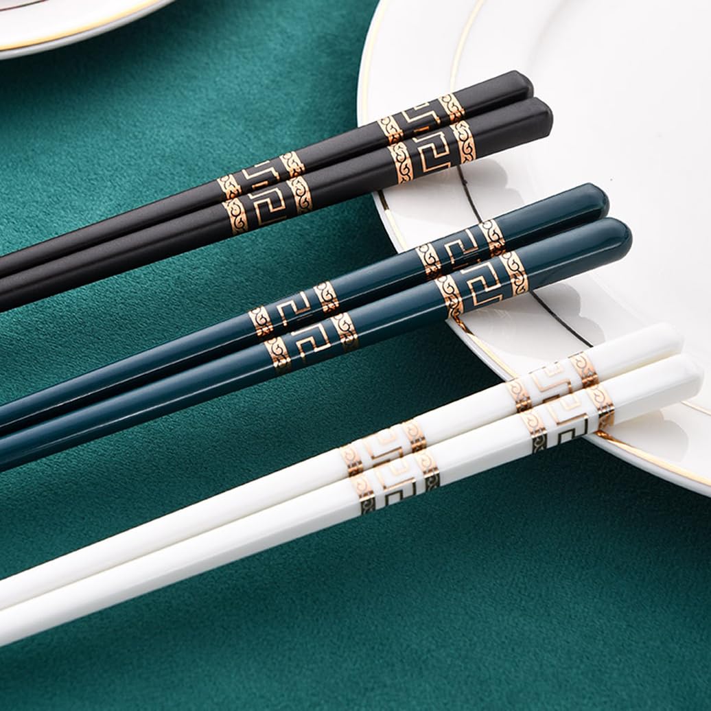Coffret cadeau de baguettes en porcelaine chinoise, 10 paires de baguettes réutilisables, lavables au lave-vaisselle, avec étui, baguettes antidérapantes en céramique d'os de haute qualité, noire