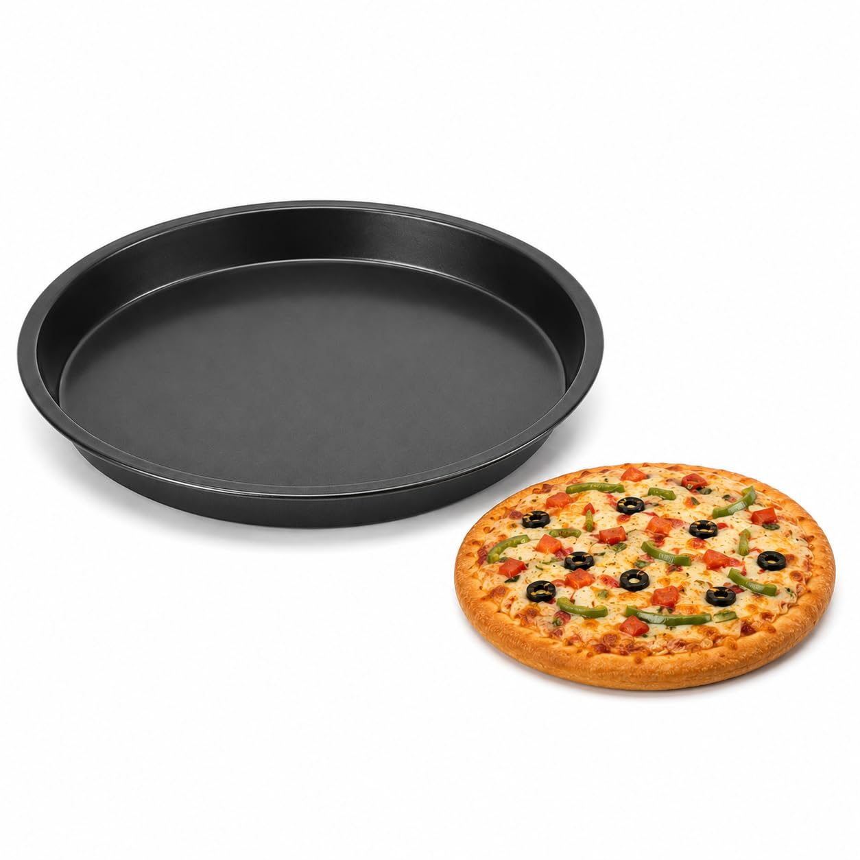 PureBake Premium SGS Certified 9 inch Pizza Pan Carbon Steel for Baking Pizza can be Used in Microwave and OTG Oven, Nonstick Kitchenware Baking Pan Round Pizza Pan Pizza Tray - Black-image-39