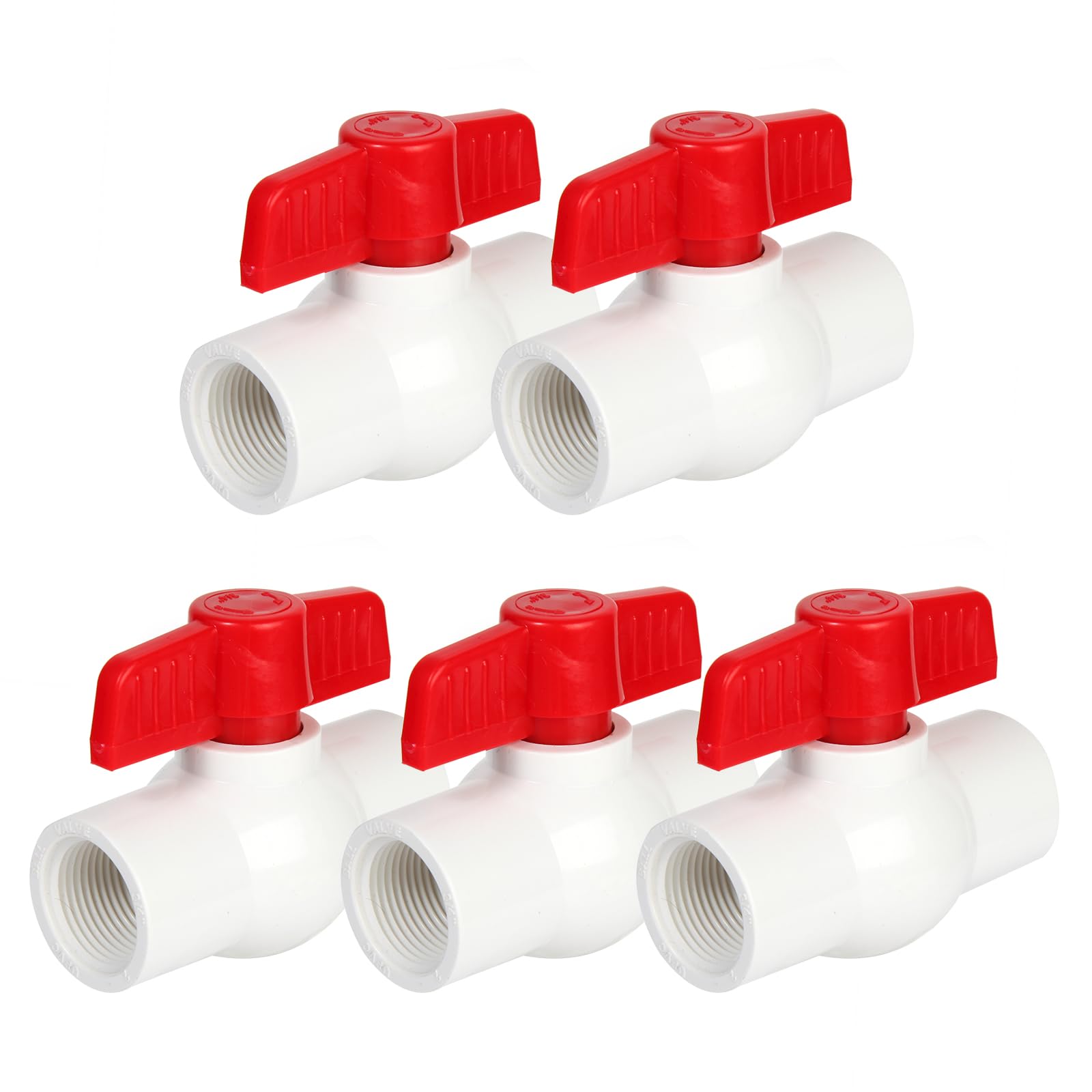 PVC Ball Valves T Handle Water Shut Off Ball Valve Threaded (NPT) PVC Ball Valve 3/4" for Water Project Swimming Pool Sewage Pump Irrigation System Rated 150 PSI Thread Pack of 5