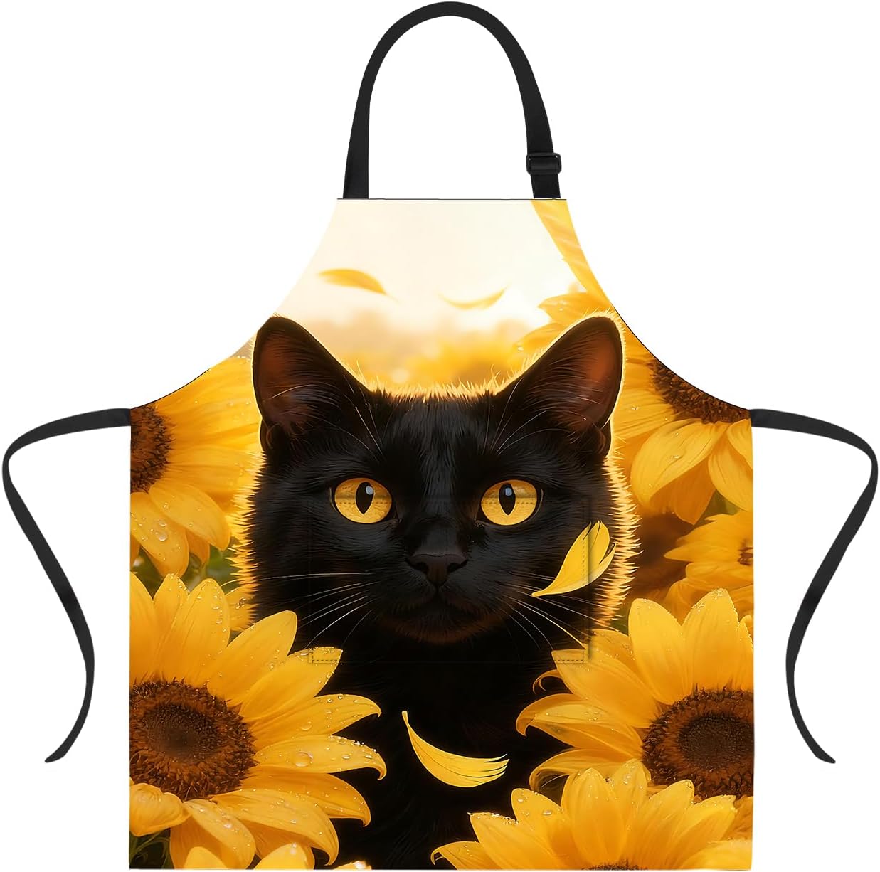 ANNA QUEEN Funny Chicken Sunflower Apron for Women Men,Cute Adjustable Kitchen Cooking BBQ Baking Apron with Pocket