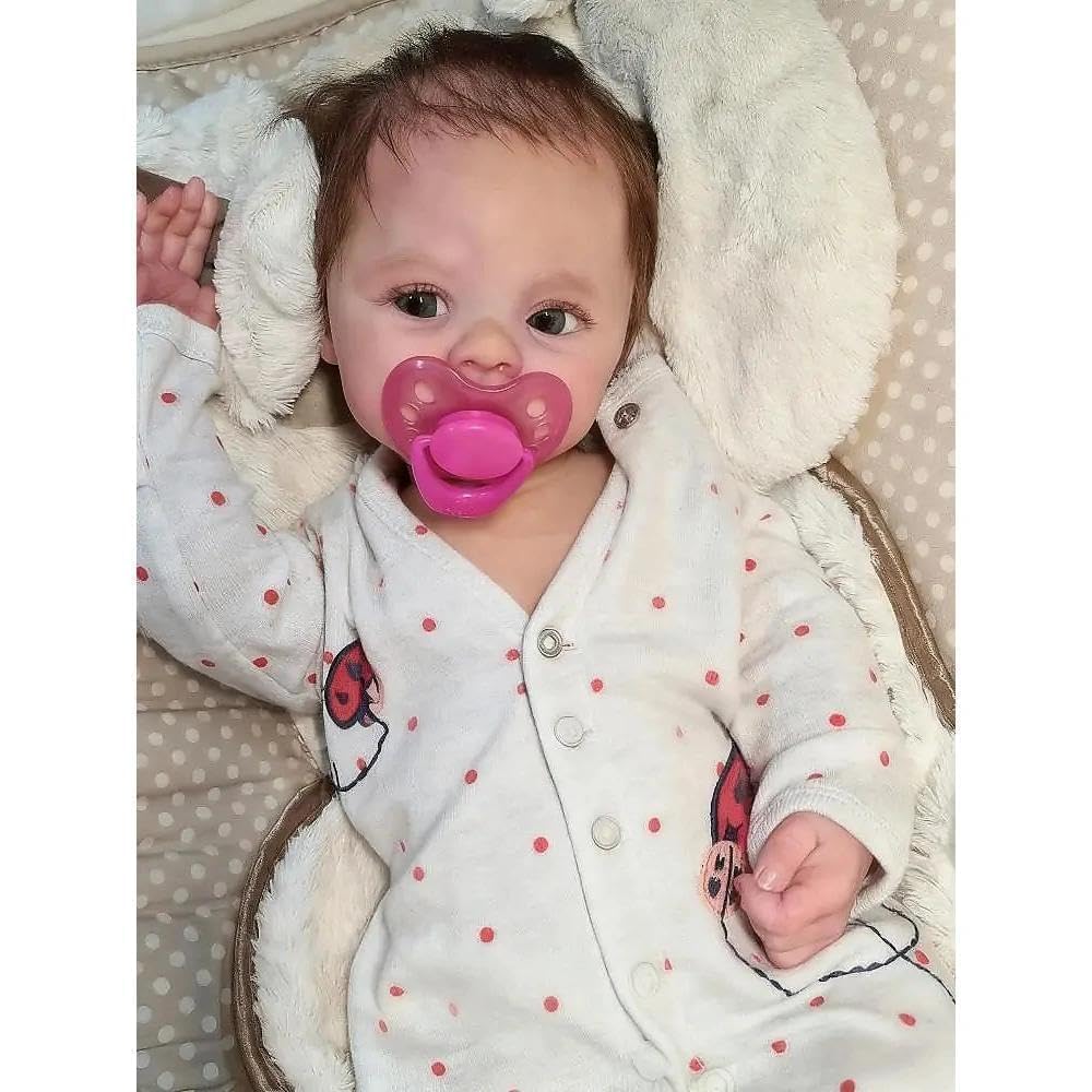Zero pam Reborn Baby Junge Augen Offen, 19 Zoll Lebensechte Baby Puppe Jungen, Reborn Baby Lebensecht Mit Haaren, Realistisch Puppe Wie Echte Babies Mit Fütterung Zubehör