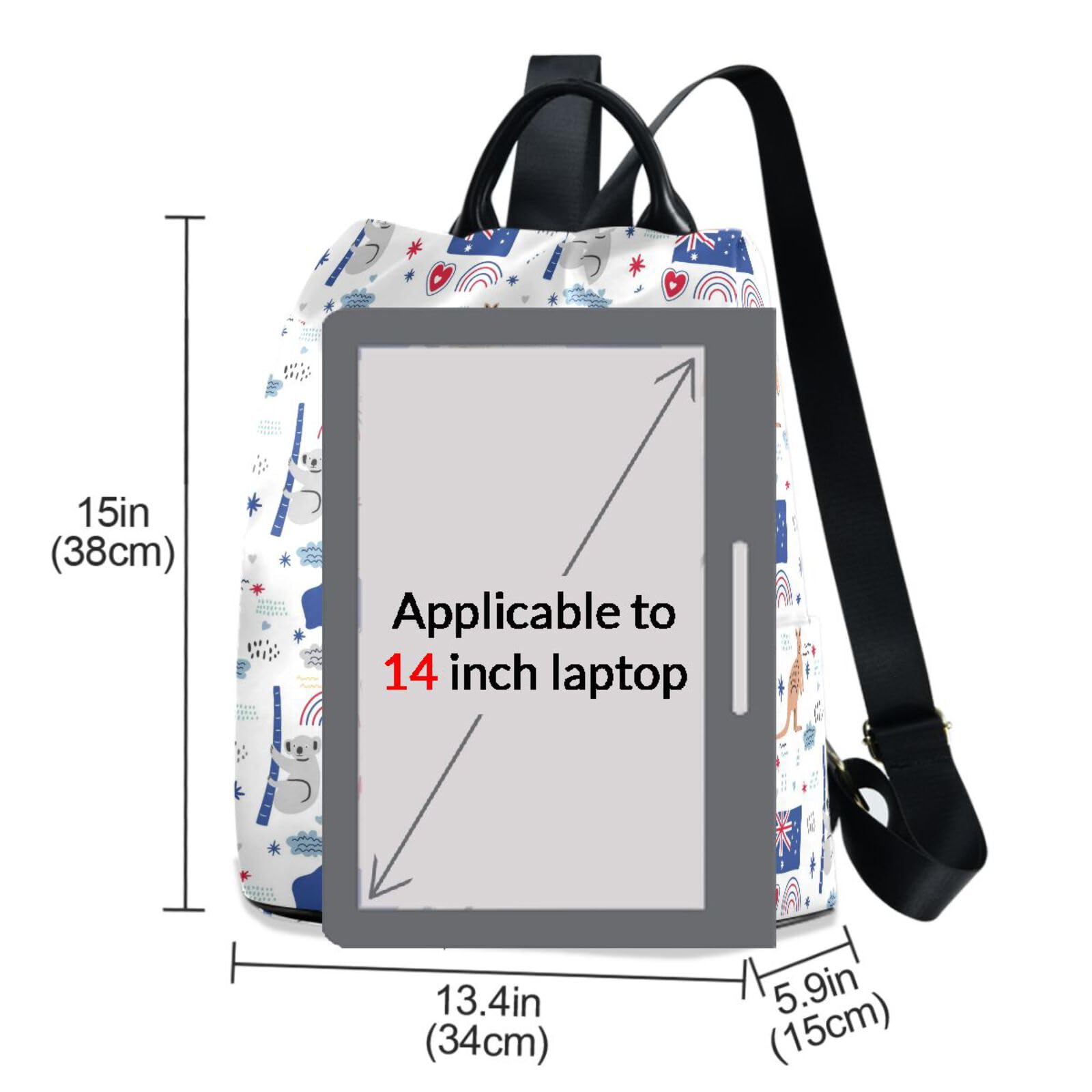 ZZKKO Australia Icons Kangaroo Backpack Purse for Women Rucksack Anti Theft Fashion Travel Lightweight Ladies Shoulder Bag