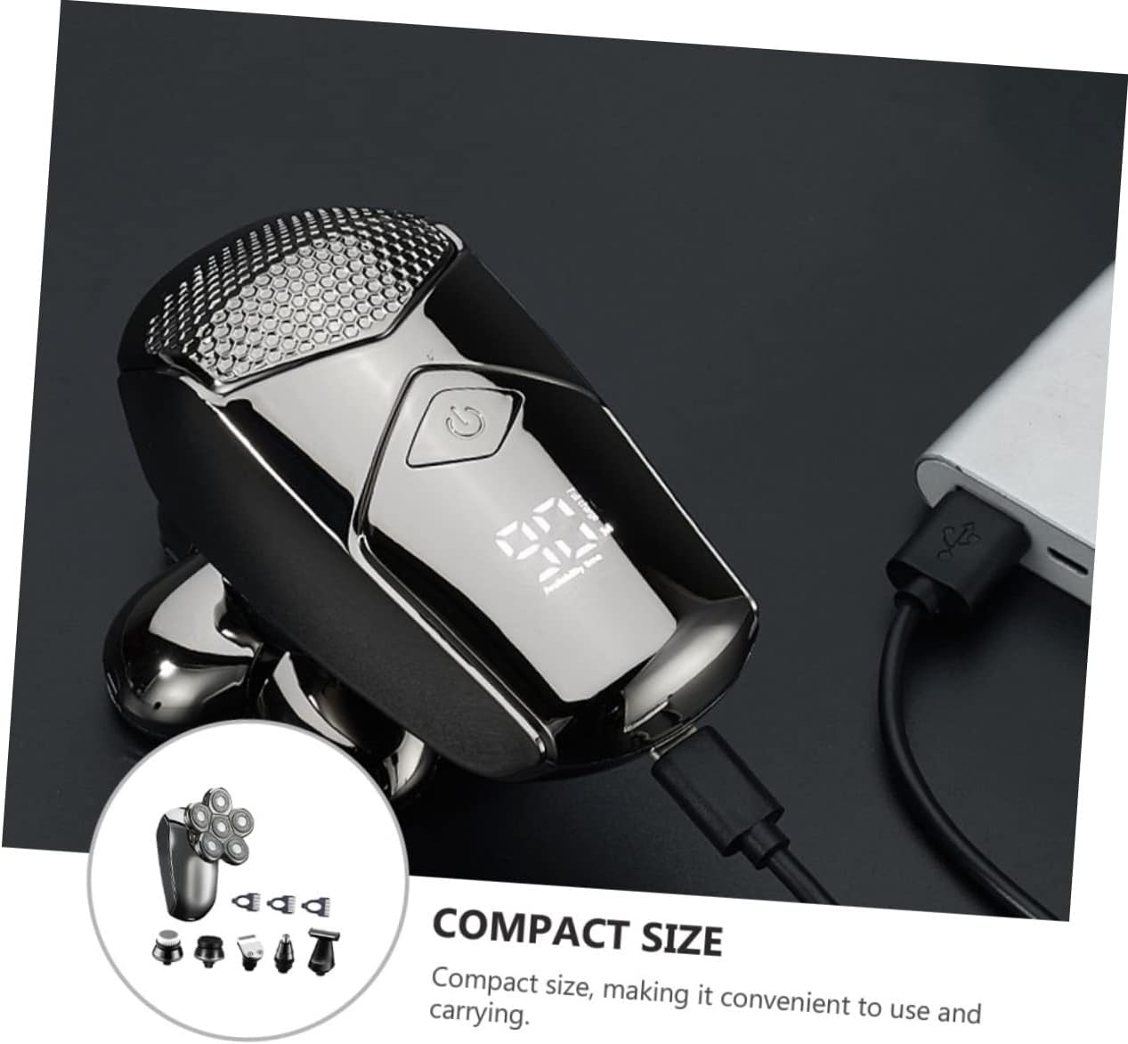 Electric Razor for Men Portable Rechargeable Shaver Multi-Functional Body Wash Trimmer with Heads Lightweight Grooming Kit for Travel