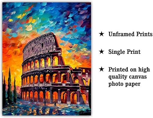 Miniatura 2 de Bestbuddy Pet 8x10 sin marco noche estrellada Van Gogh inspirado en Roma Coliseo Gladiador Histórico Hito Histórico Italia Tour Familiar Pintura al
