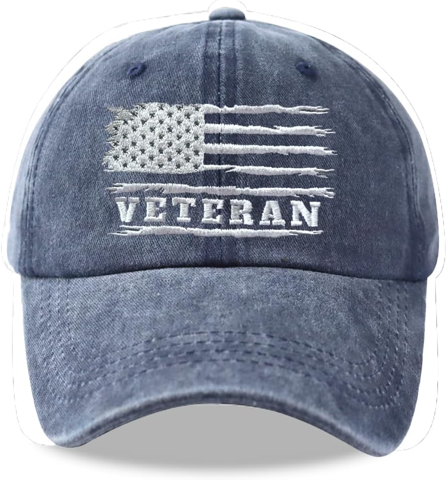 USA Flag Veteran Hats for Men Women, Funny Adjustable Embroidered Cotton American Army Military Baseball Cap