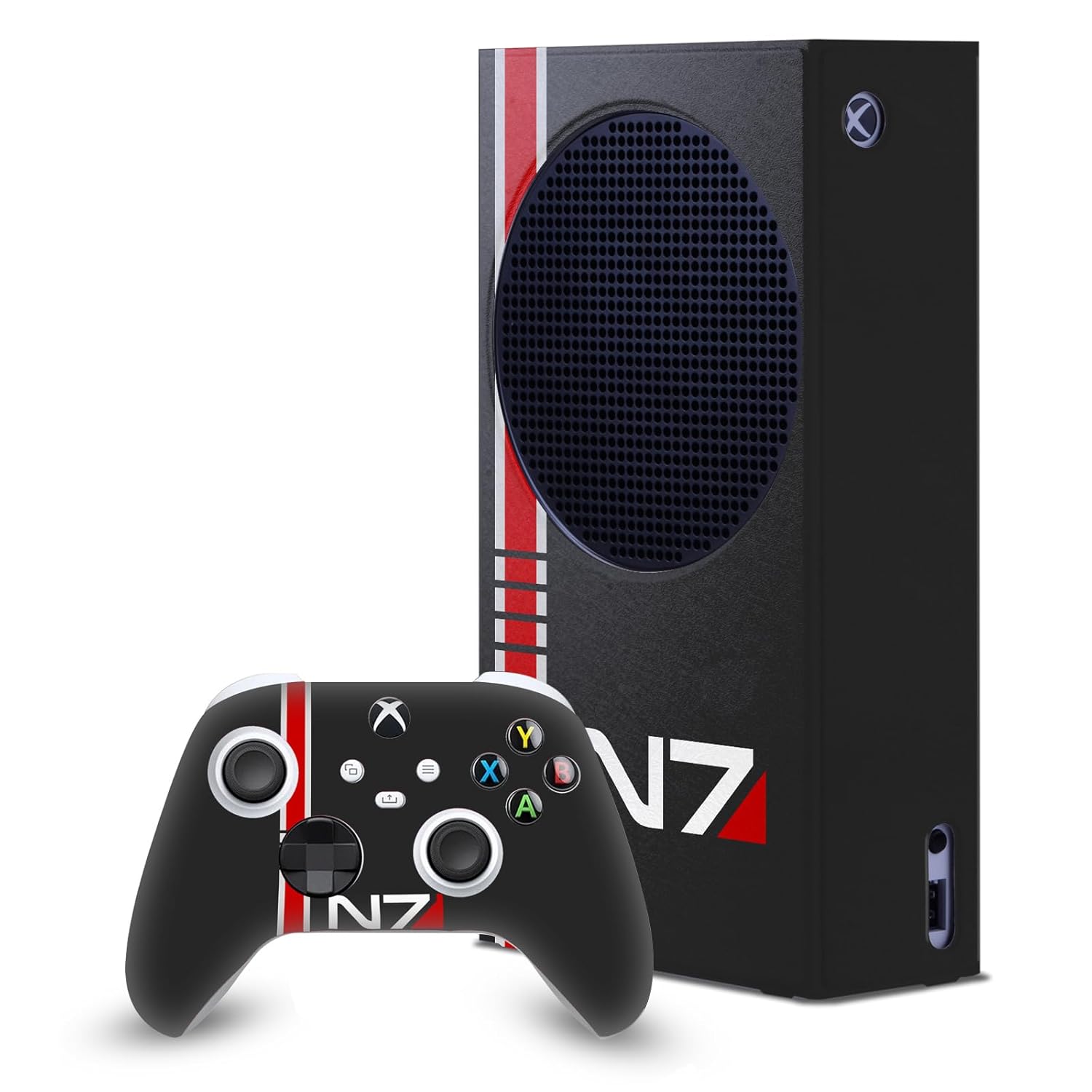 Head Case Designs Officially Licensed EA Bioware Mass Effect N7 Logo Graphics Game Console Wrap and Game Controller Skin Bundle Compatible With Xbox Series S Console & Controller Bundle