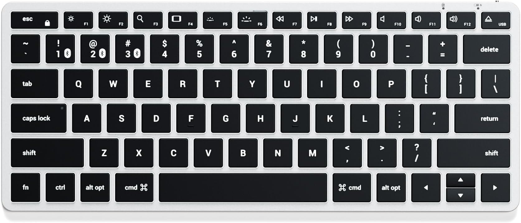 Slim X1 Bluetooth Wireless Keyboard, 𝗨𝗦 𝗤𝗪𝗘𝗥𝗧𝗬 𝗟𝗮𝘆𝗼𝘂𝘁, Backlit Multi-Device Design for MacBook Air & Pro M5 M4, Mac Mini, iPad Air & Pro M5 M4, iMac and more – Silver