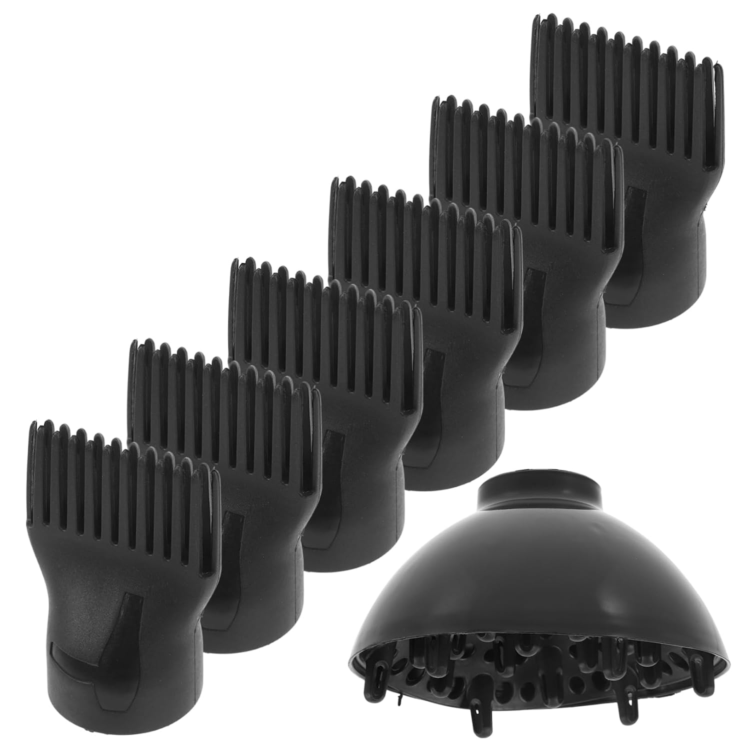 1 Set Hair Dryer Diffuser Comb Attachment Styling Comb Nozzle for Blow Dryer Includes 6 Comb Nozzles and 1 Diffuser for Enhanced Hair Care and