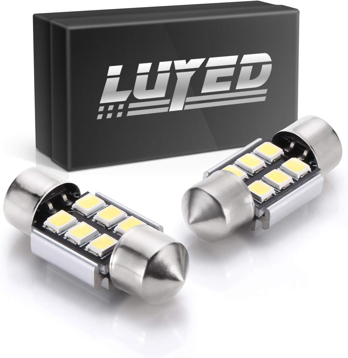 LUYED2 X Super Bright 2835 6-EX Chipsets Error Free 1.25 inches DE3175 DE3021 DE3022 3175 LED Bulbs Used For Dome light,Xenon White