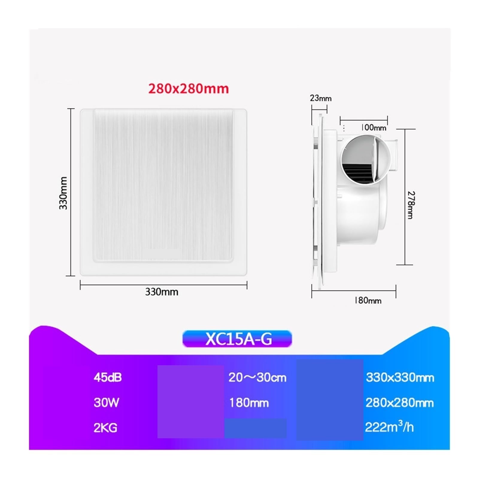 Extractor de aire, Extractor De Aire Potente Y Silencioso, Ventilador Techo For Baño, Cocina, Hogar para sótanos, talleres(XC15A-G 12 inch)