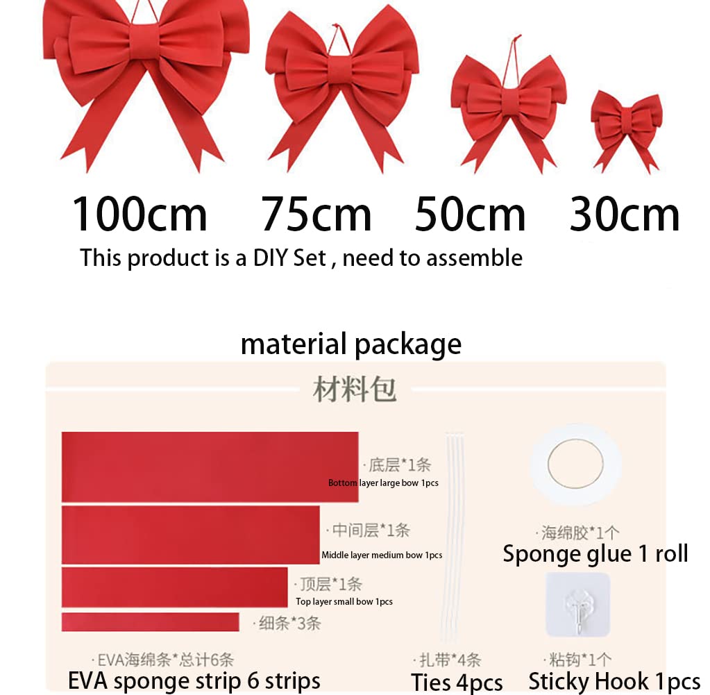Fiocco Gigante Rosso 75 Cm – Decorazione Fai Da Te Per Matrimoni E Feste, Grande Nastro Per Composizioni E Addobbi