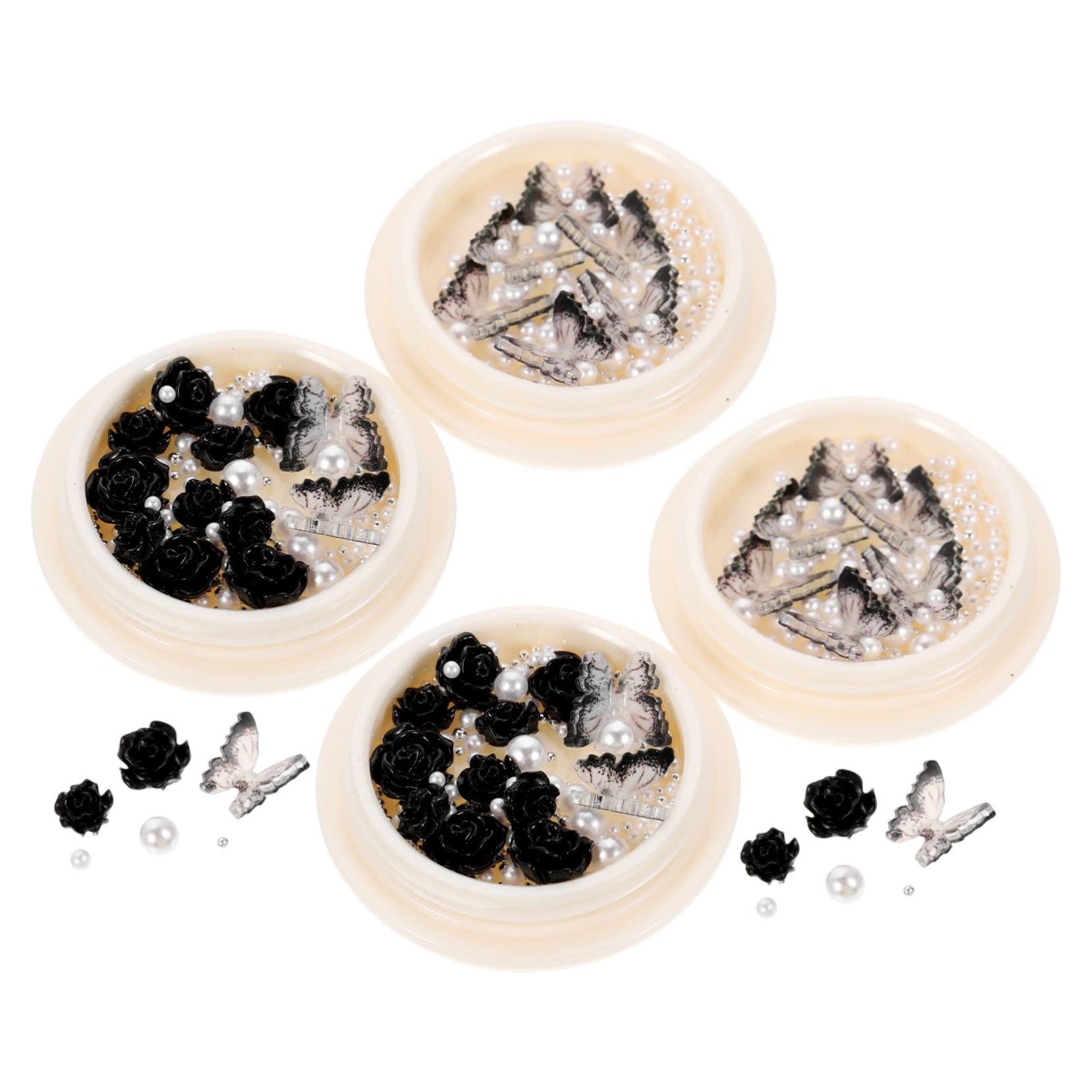 VICASKY 5 Set Shinestone Di Nera Arredamento Per Unghie Adesivo Cristalli Ciondolo Decorazioni Unghie Ciondoli Per Unghie Di Halloween Ciondoli Di Strass Resina 4 Scatole*5